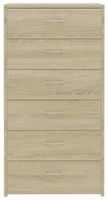 Credenza con 6 cassetti rovere sonoma 50x34x96 cm in truciolato