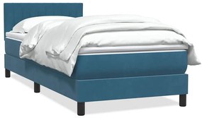 Giroletto A Molle Con Materasso Blu Scuro 80x220 Cm Velluto /