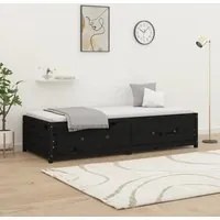 Dormeuse Nera 75x190cm 2FT6 Small Single Legno Massello di Pino cod mxl 55907