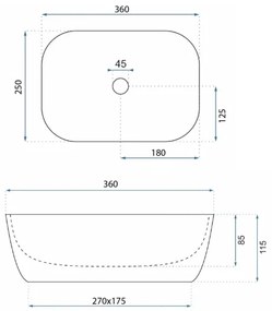 REA-U4700 - Lavabo da appoggio BELINDA 25x36 cm ceramica/beige/effetto pietra