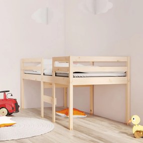 Letto A Soppalco 90x200 Cm İn Legno Massello Di Pino /