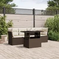 Set Divano da Giardino 5 pz con Cuscini Marrone in Polyrattan 3266353