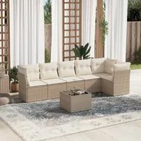 Set Divani da Giardino 7 pz con Cuscini Beige in Polyrattan 3217668