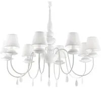 Lampadario Shabby Chic-Provenzale Blanche Metallo Bianco 8 Luci E14