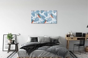 Quadro acrilico Uccello dipinto su un ramo 100x50 cm