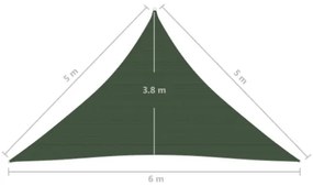 Vela Parasole 160 g/m² Verde Scuro 5x5x6 m in HDPE