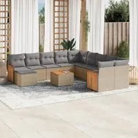 Set Divani da Giardino 12 pz con Cuscini Beige in Polyrattan 3228257