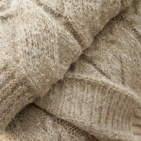 Coperta beige a maglia 150x200 cm Cable Knit - Bianca