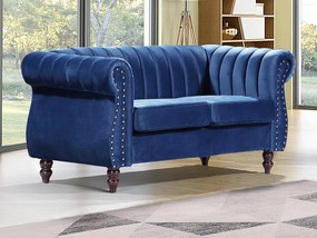 Divano Chesterfield 2 posti in Velluto Blu reale - TRUMBO