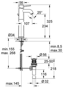GROHE 32868000 - Miscelatore per lavabo BAUCLASSIC DN 15, cromo lucido