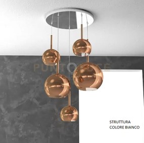 Sosp. bianco tonda 5 luci vetri (1 grande+1 medio+3 piccolo) tutti ...