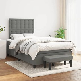 Giroletto A Molle Con Materasso Grigio Scuro 120x200 Cm Tessuto /