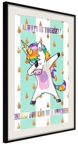 Poster  Dabbing Unicorn  Cornice Quadri Cornice nera con pass-partout, Larghezza x Altezza Home decor 30x45