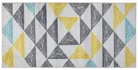 Tappeto tappetino grigio e giallo stampato motivo geometrico 80 x 150 cm a pelo corto