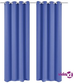 vidaXL Tende Oscuranti con Occhielli 2 pz in Metallo 135x245 cm Blu