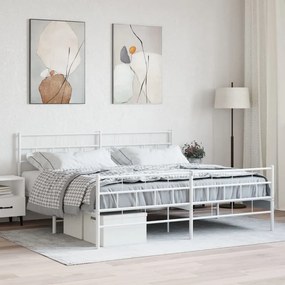 Giroletto Con Testiera E Pediera Metallo Bianco 183x213 Cm /
