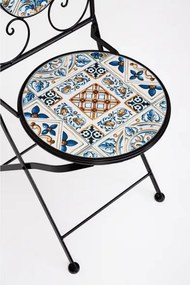 Set Bistrot Tavolo Mosaico 80x120 Cm Con 4 Sedie Pieghevoli Mykonos Bizzotto