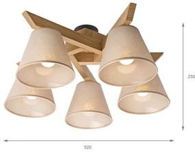 Brilagi - LED  Lampadario a plafone ANTHONY 5xE14/40W/230V quercia/beige