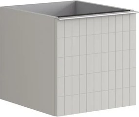 Cassettiera Pixel con 1 cassetto frontale Grid laccato opaco Beige Greige e maniglia alluminio brillante L.40 H.40 P.45,5 cm.