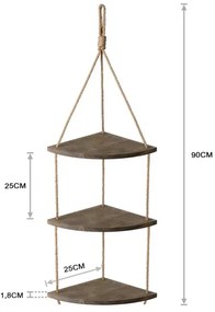 Mensola angolare pendente 90x25 cm marrone