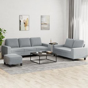 Set Di Divani 3 Pz Grigio Chiaro İn Tessuto /