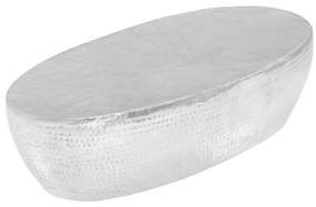 Tavolino Da Salotto 100x50x28cm Argento İn Alluminio Martellato /