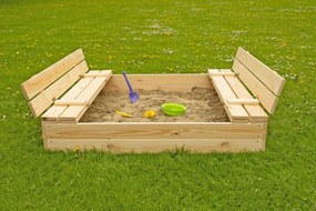 Recinto con sabbia per bambini chiudibile con panchine - 120x120 cm