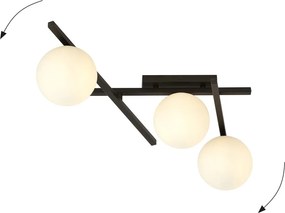 Lampadario da Soffitto in Acciaio e Vetro SMART 3 Nero 3xE14