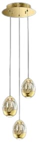 Lampadario A Sospensione Contemporaneo Golden Egg Oro Vetro Pulegoso Led 14,4W