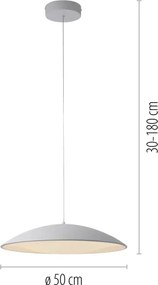 Schöner Wohnen 14607-16 - LED dimmerabile lampadario a sospensione con cavo LENTE LED/23W/230V Ø50 cm bianco