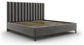Letto matrimoniale imbottito grigio con contenitore con griglia 200x200 cm Casey - Mazzini Beds