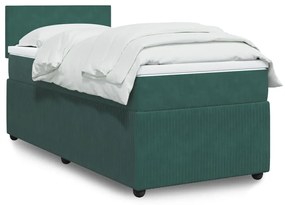 Giroletto A Molle Con Materasso Verde Scuro 100x200 Cm Velluto /
