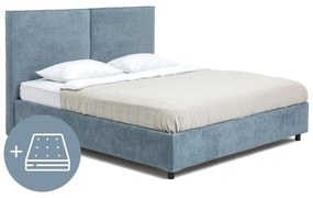 Letto matrimoniale imbottito blu con contenitore, materasso e rete inclusi 180x200 cm Myra Bold – Bonami Selection