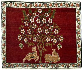 Gabbeh Tappeto 80x60 Rosso (Iran) Annodato A Mano
