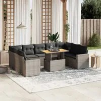 Set Divano da Giardino 10 pz con Cuscini Grigio in Polyrattan 3271459