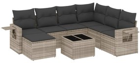 Set divano da giardino 8pz con cuscini grigio chiaro polyrattan