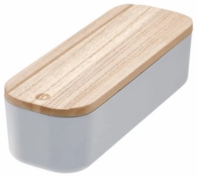 Scatola grigia con coperchio in legno di paulownia , 9 x 27,5 cm Eco - iDesign