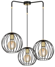 Lampadario Contemporaneo Omoikane Acciaio Nero 3 Luci E27 Ip20