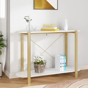 Tavolino Consolle Bianco 110x38x75 Cm İn Legno Multistrato /