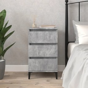 Comodino Grigio Cemento 40x35x70 Cm İn Legno Multistrato /