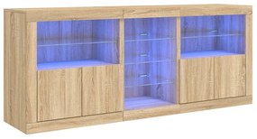 Credenza con luci led rovere sonoma 162x37x67 cm