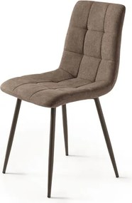 Sedia da pranzo in tessuto e gambe metallo Marrone - KATERINE 2 sedie