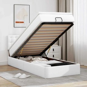 Letto Pouf Con Materasso Bianco 90x200 Cm Similpelle /