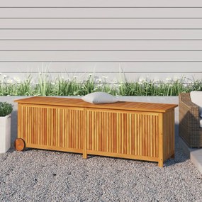 Contenitore Da Giardino Con Ruote 150x50x58cm Massello Acacia /