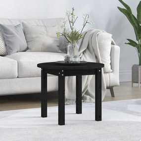 Tavolino Da Salotto Nero Ø 55x45 Cm İn Legno Massello Di Pino /