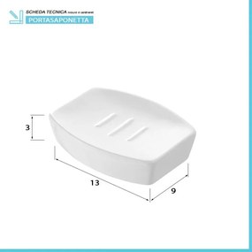 Set 3 accessori bagno da appoggio in ceramica bianca