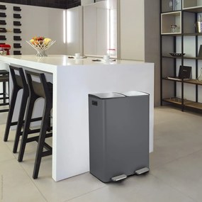 Cestino per la spazzatura grigio scuro in acciaio per raccolta differenziata/con pedale 2x30 l Aliya – Spirella