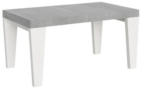 Tavolo allungabile Spimbo Mix piano e gambe in diverse finiture, Cemento / Bianco Frassino / 90x160/420 cm