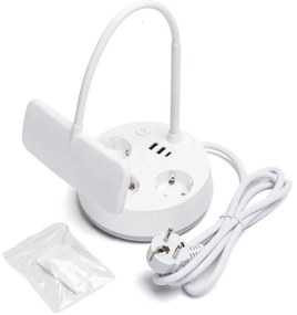 Aigostar - Lampada da tavolo dimmerabile a LED con prese elettriche integrate e porta USB LED/4,6W/230V bianca