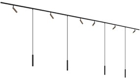 Sistema di illuminazione su binario moderno con 6 faretti e 4 luci a sospensione bronzo scuro monofase - Slimline Uzzy Keno
